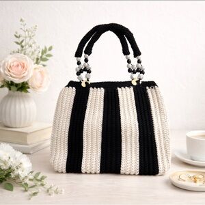 Striped Black and White Tote Bag